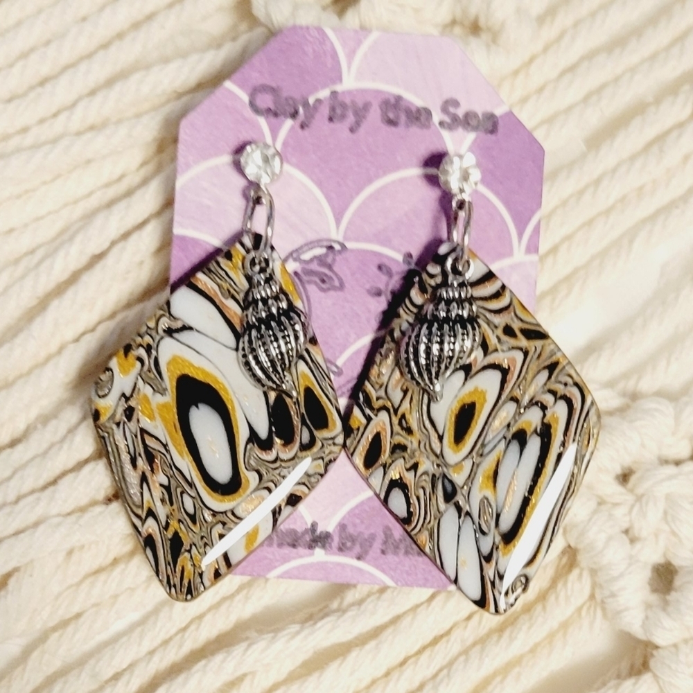 Seashell Polymer Clay Earrings